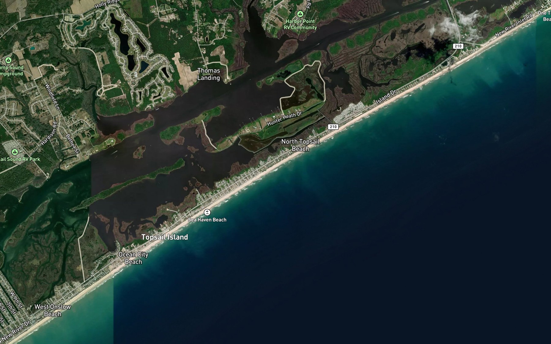 Satellite map of the Stump Inlet (historical)