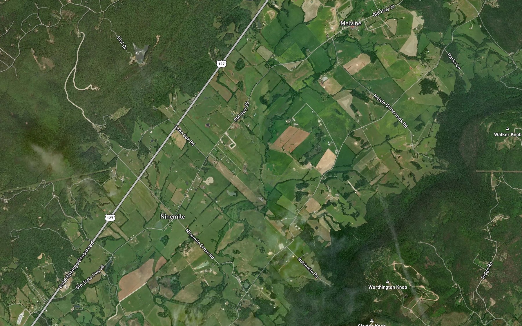Satellite map of the Taylor Branch