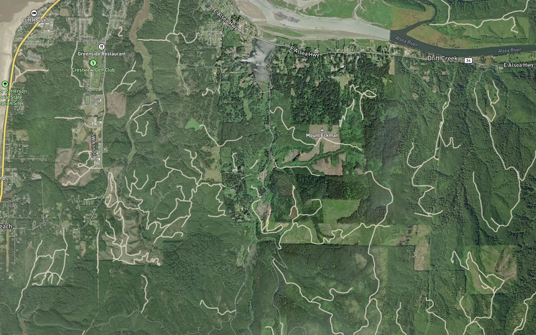 Satellite map of the Weist Creek