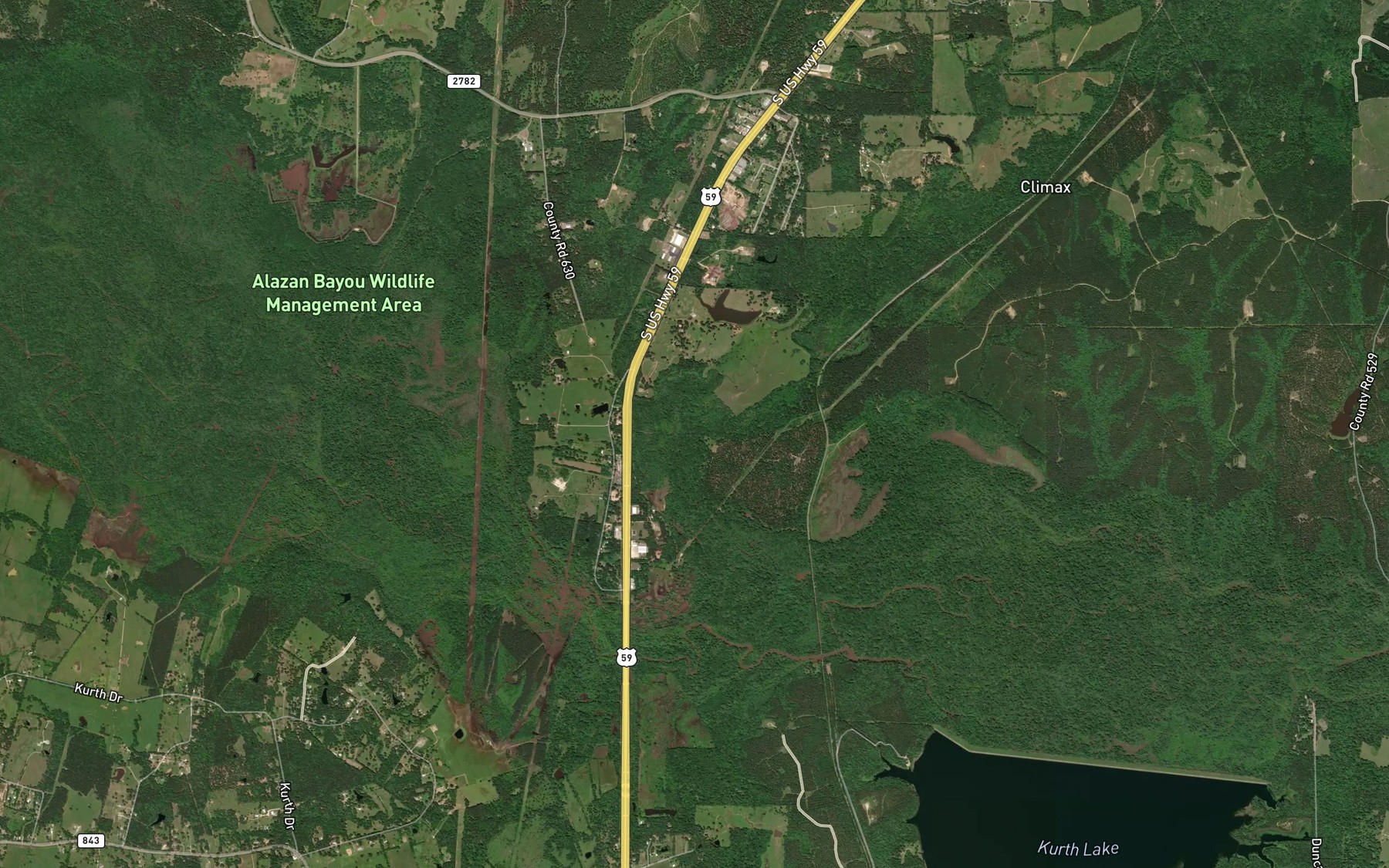Satellite map of the Black Bayou