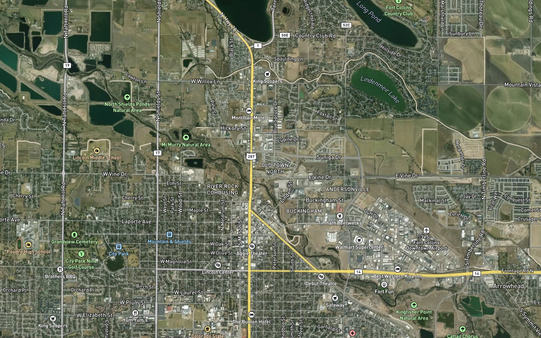 Satellite map of the Josh Ames Ditch