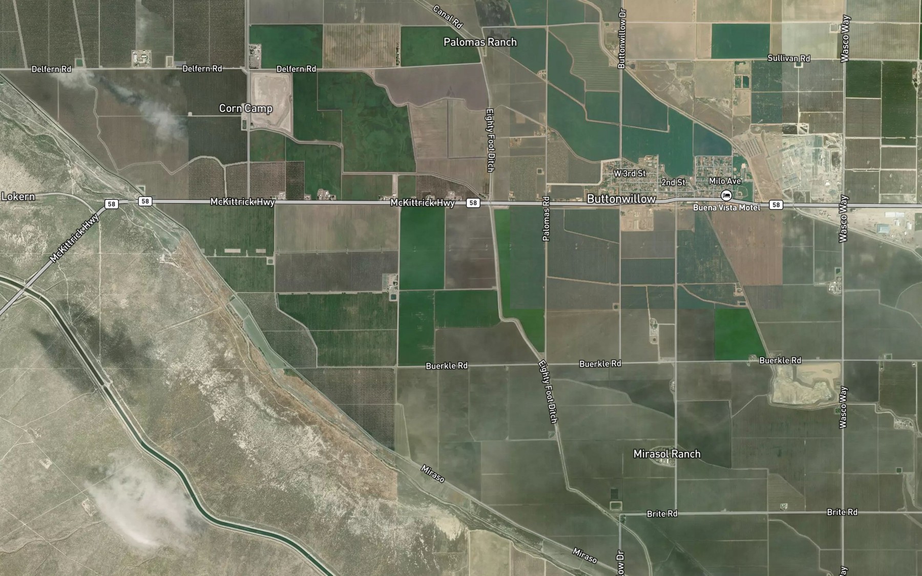 Satellite map of the Whittier Ditch