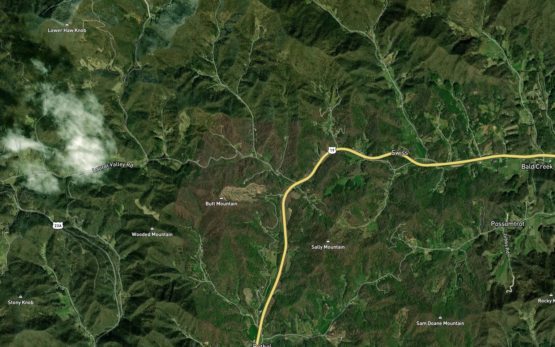 Satellite map of the Wolf Branch