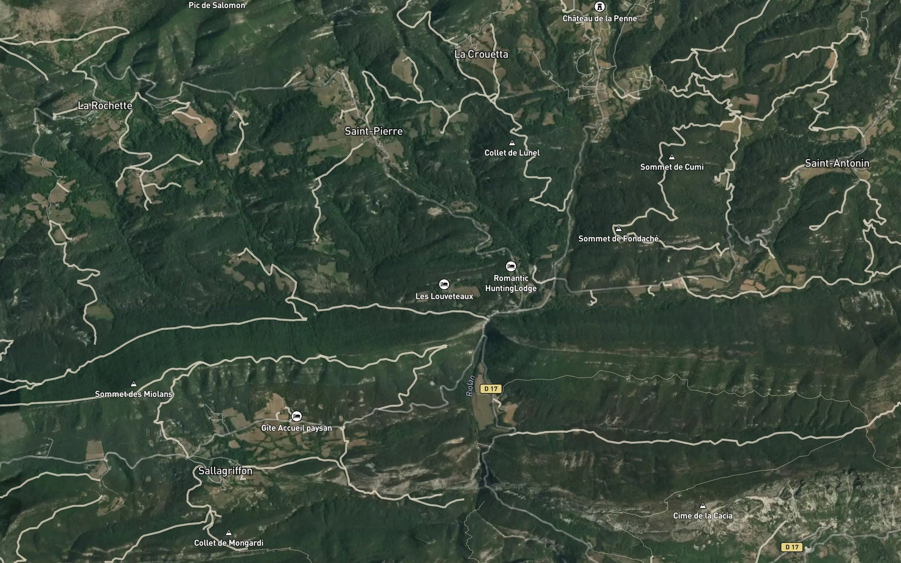 Satellite map of the Torrent des Miolans