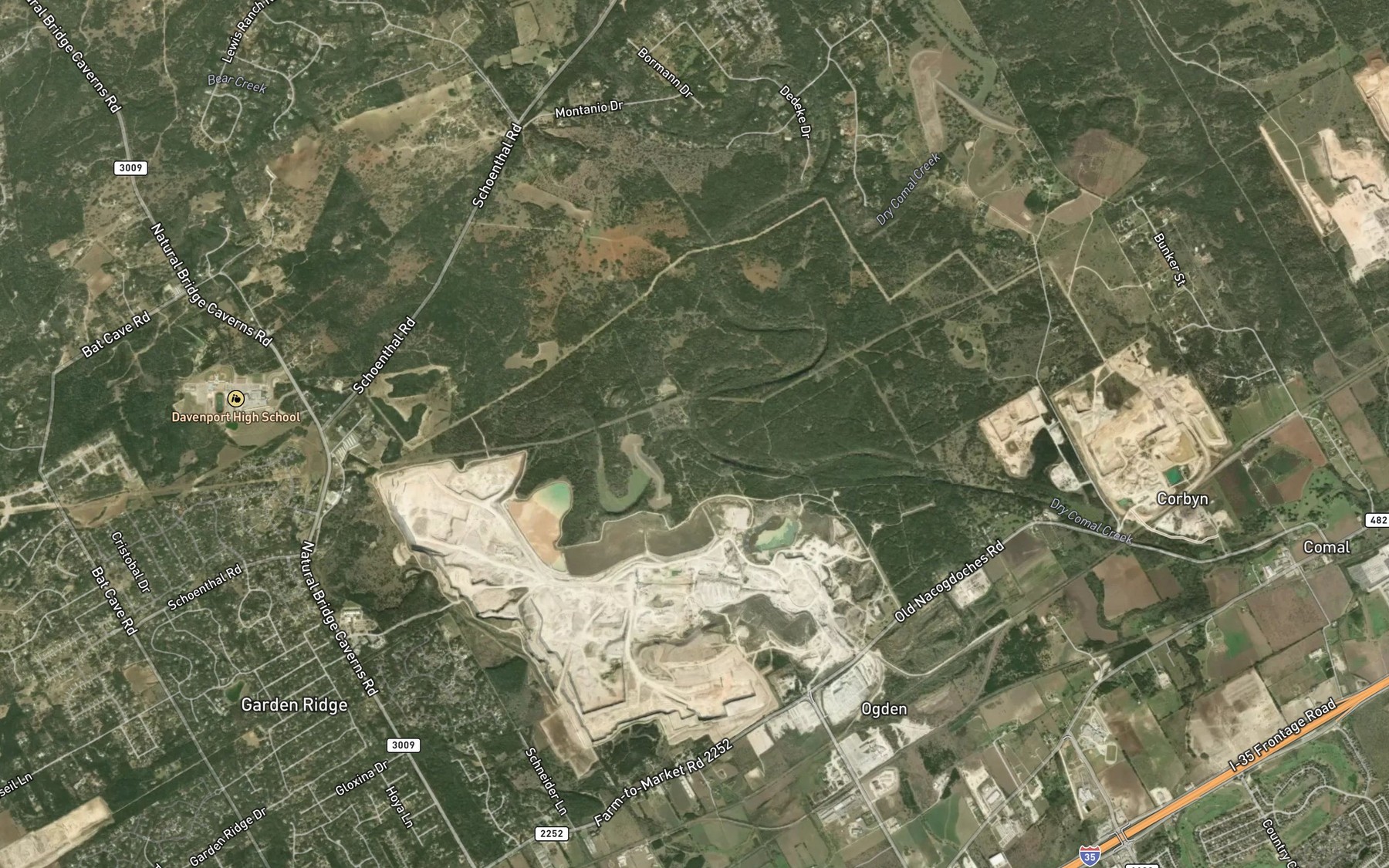 Satellite map of the Bear Creek