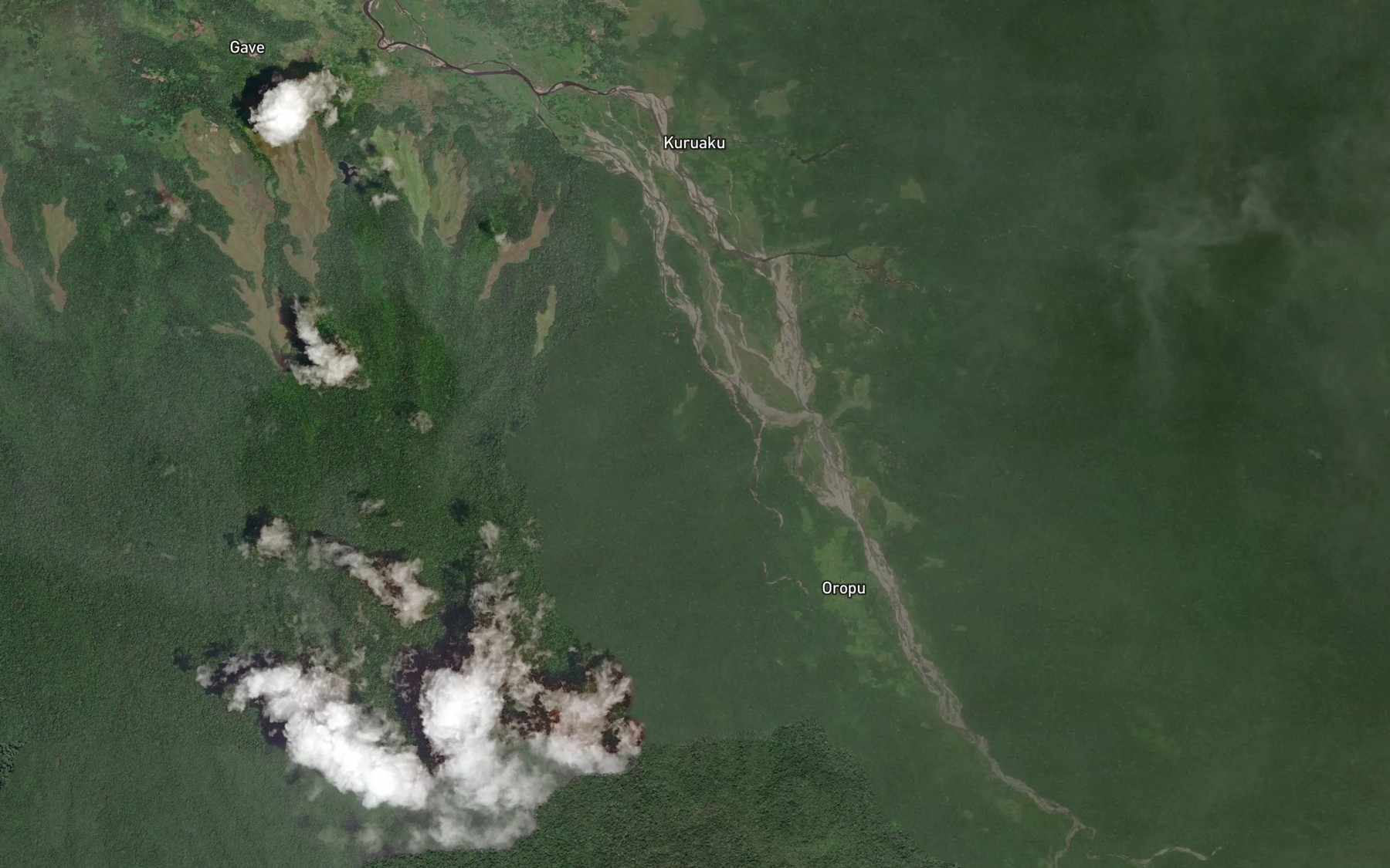 Satellite map of the Oula Creek