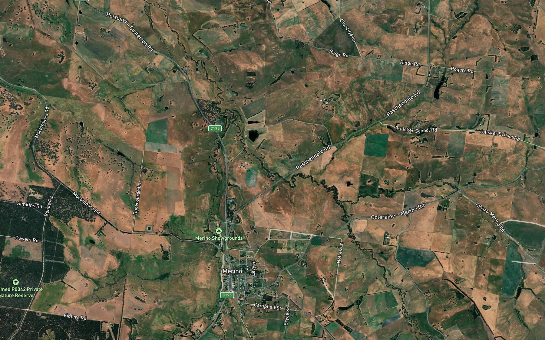 Satellite map of the Miakite Creek
