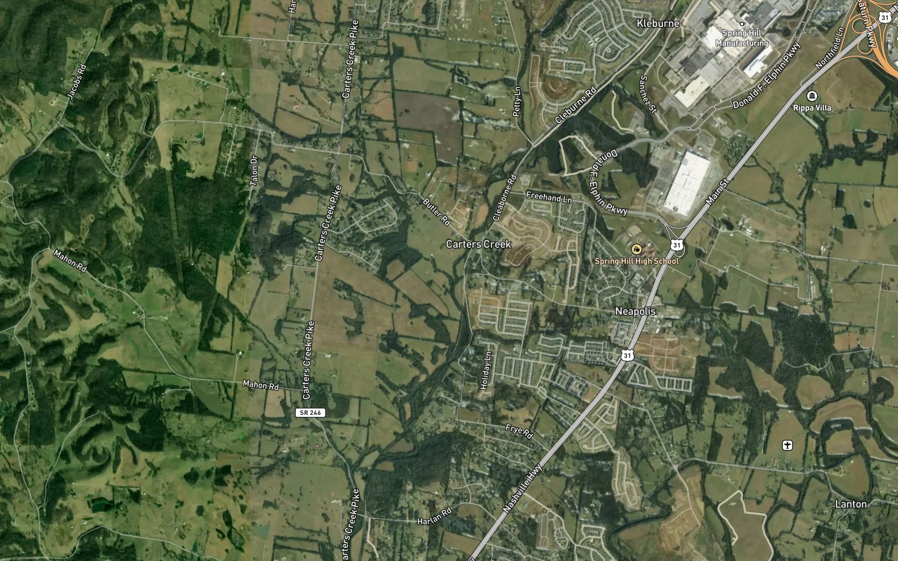 Satellite map of the Terrell Branch