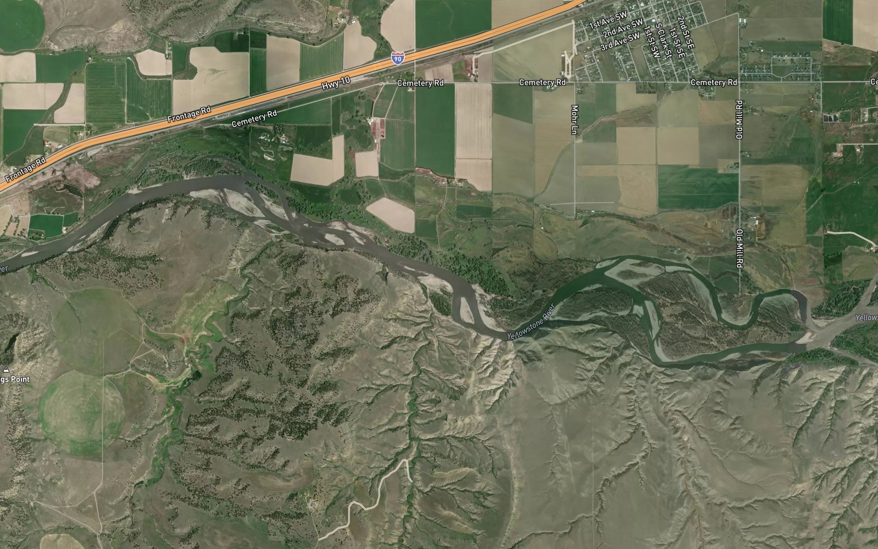 Satellite map of the Valley Creek