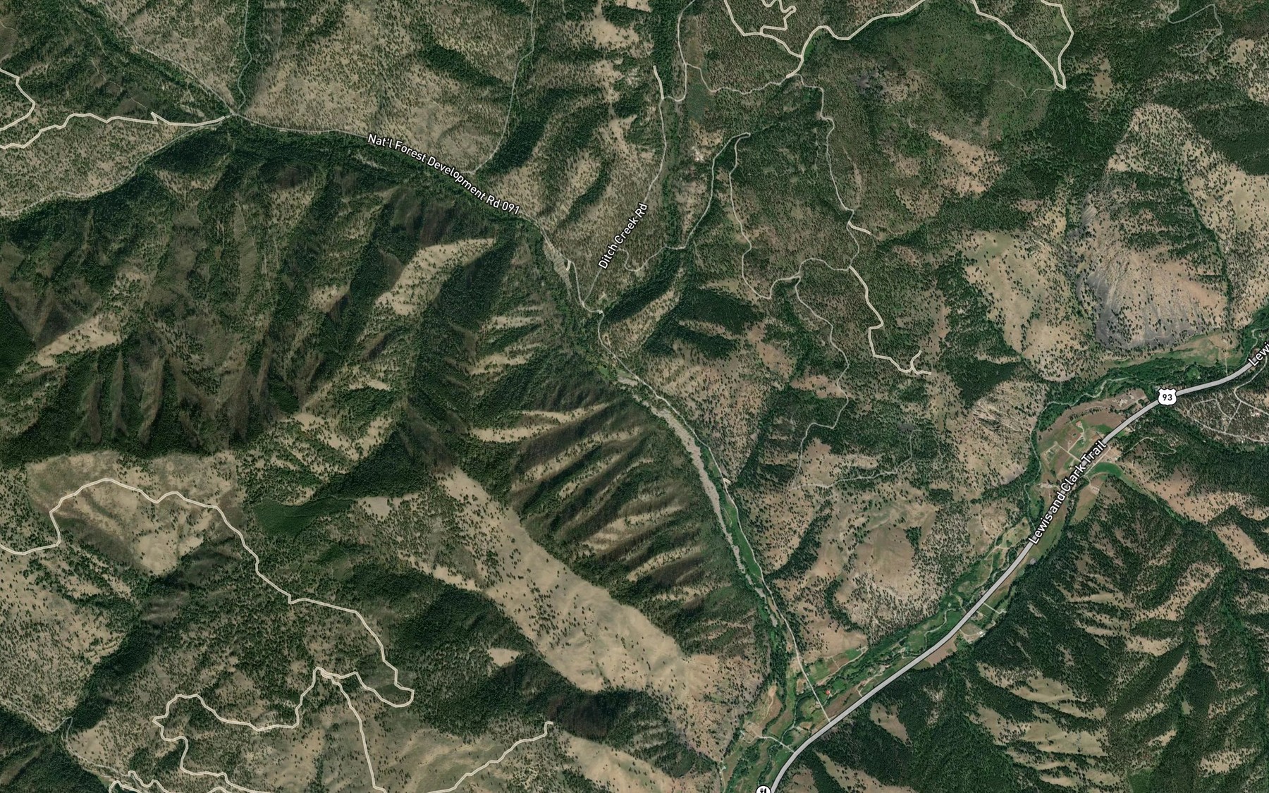 Satellite map of the Ransack Creek