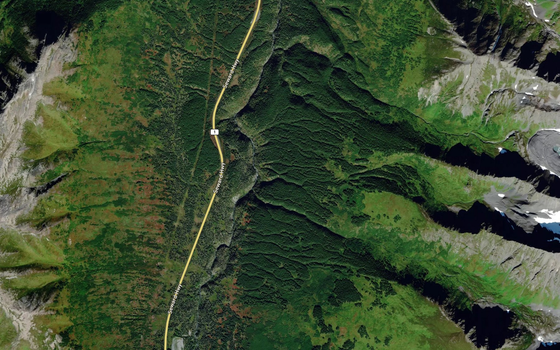 Satellite map of the Wilson Creek