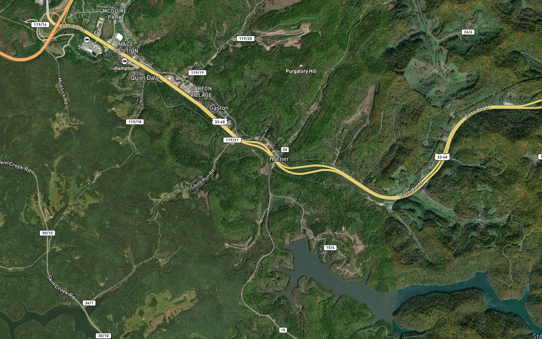 Satellite map of the Right Fork Stonecoal Creek
