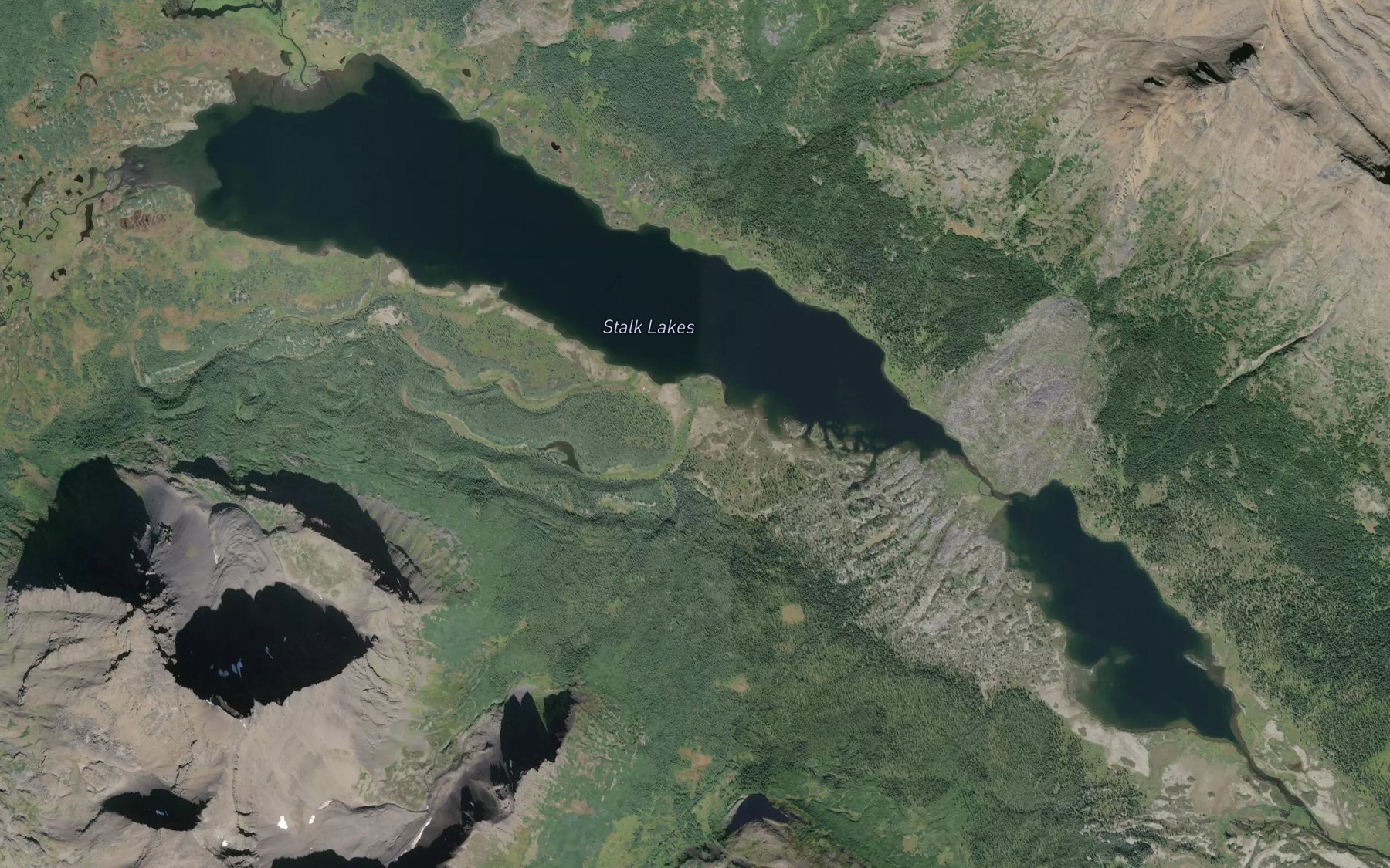 Satellite map of the Stalk Lakes