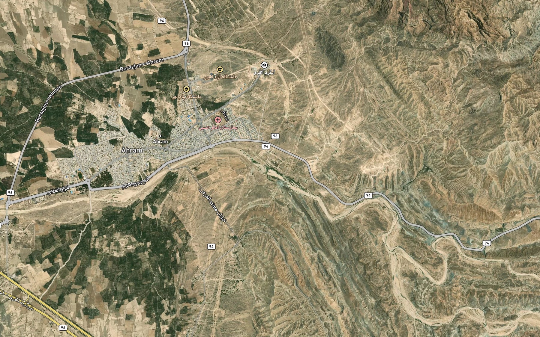 Satellite map of the Rudkhaneh-ye Bahush