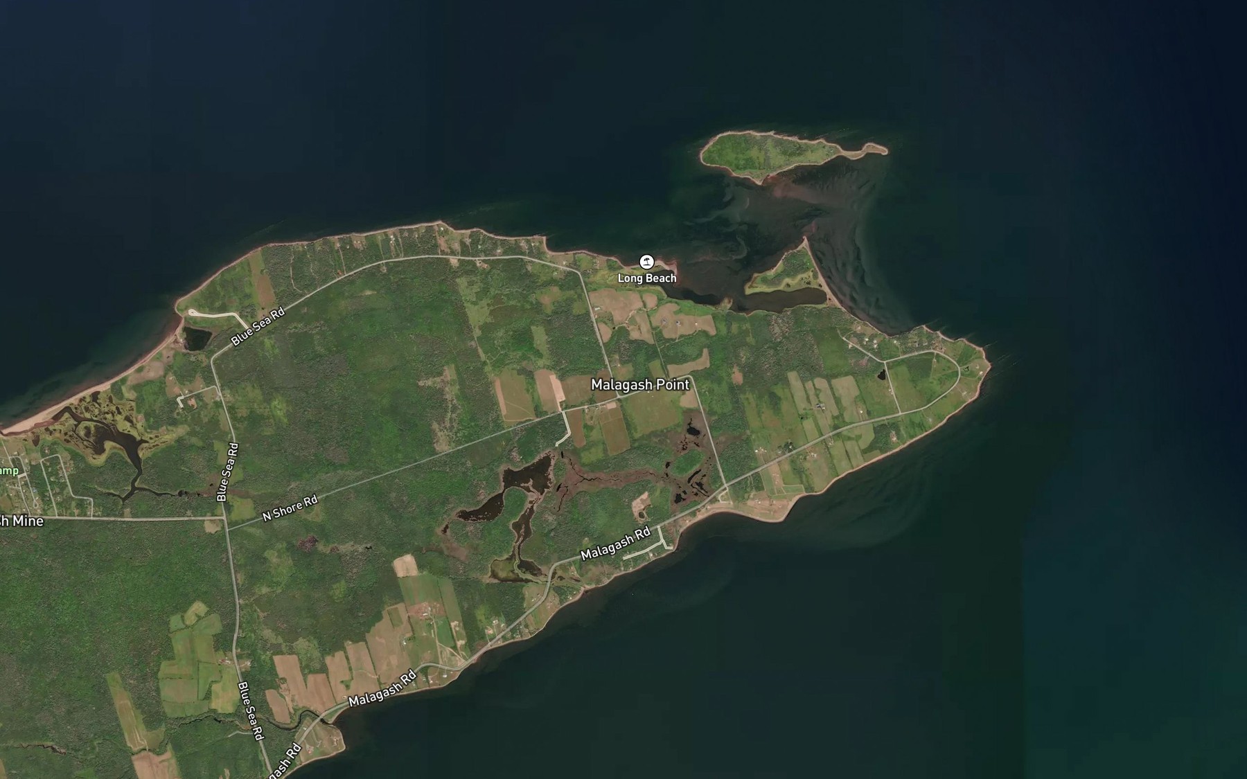 Satellite map of the Purdy Creek