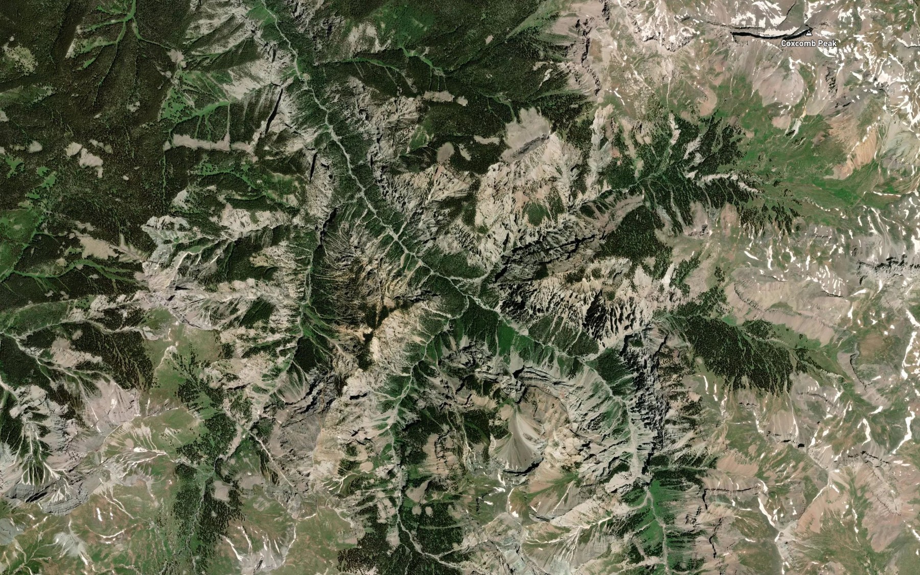 Satellite map of the Wetterhorn Creek