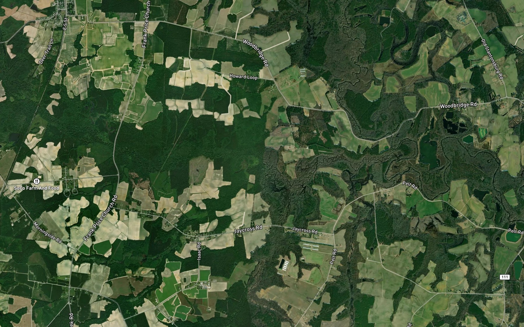 Satellite map of the Mill Run