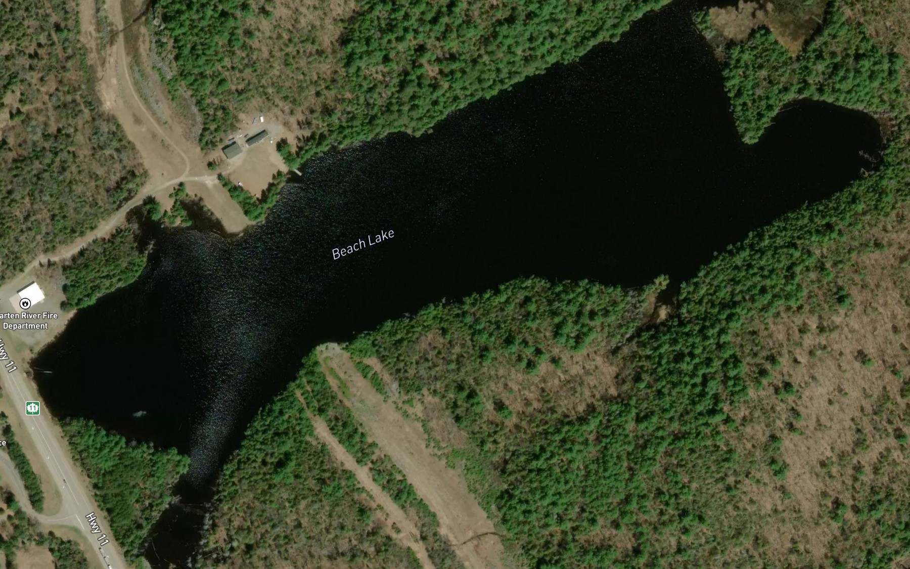 Satellite map of the Beach Lake