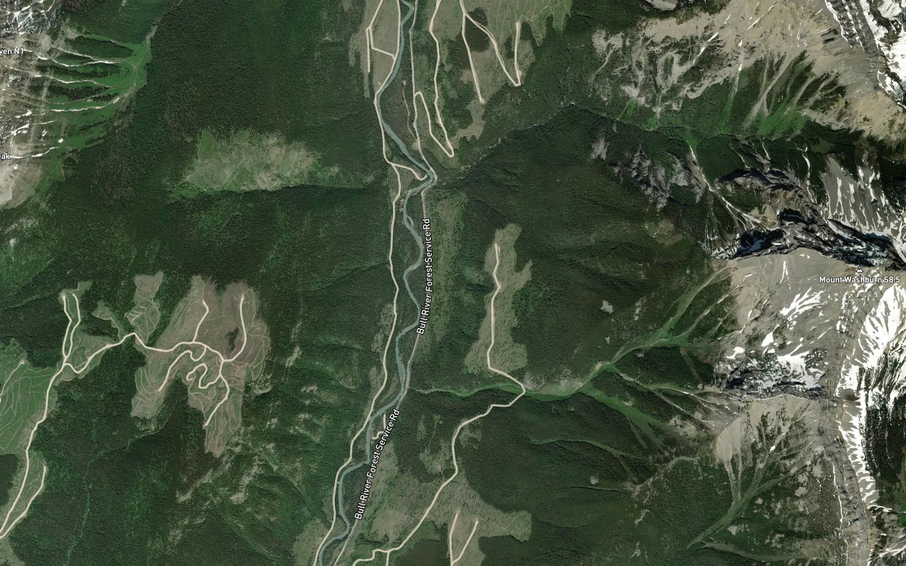 Satellite map of the Barrier Creek