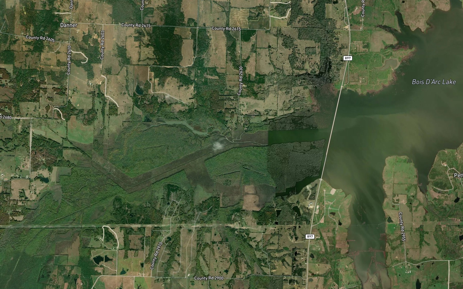 Satellite map of the Thomas Branch