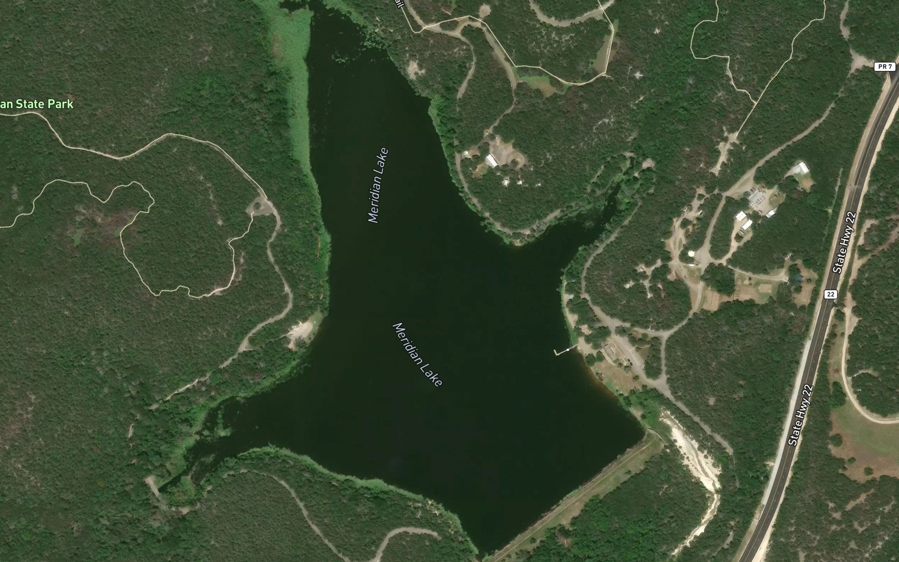 Satellite map of the Meridian Lake