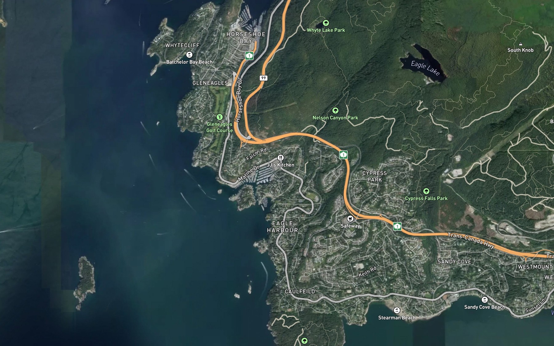 Satellite map of the Eagle Creek