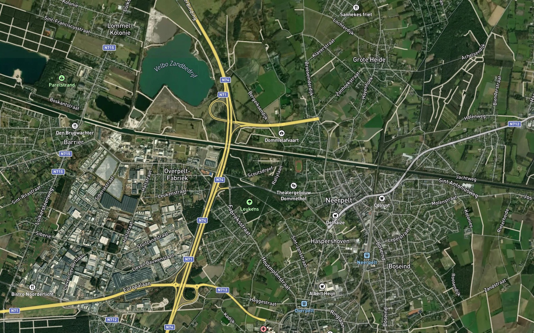 Satellite map of the Holvense Beek