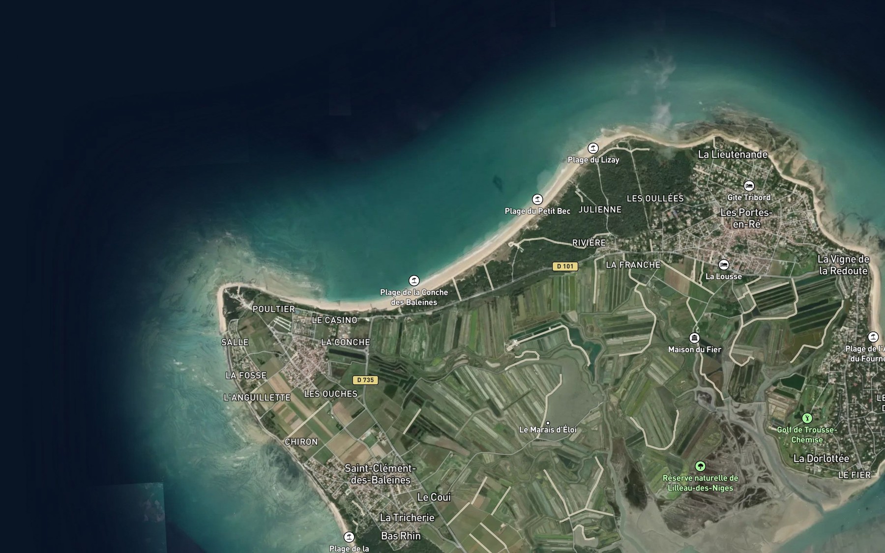 Satellite map of the Conche des Baleines