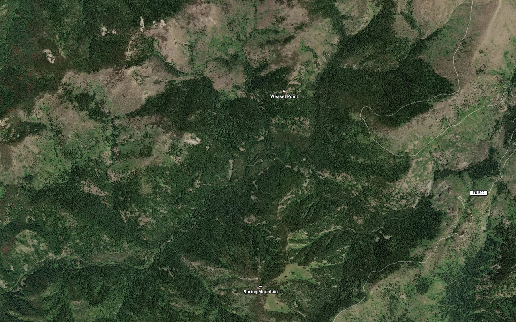 Satellite map of the Weasel Creek