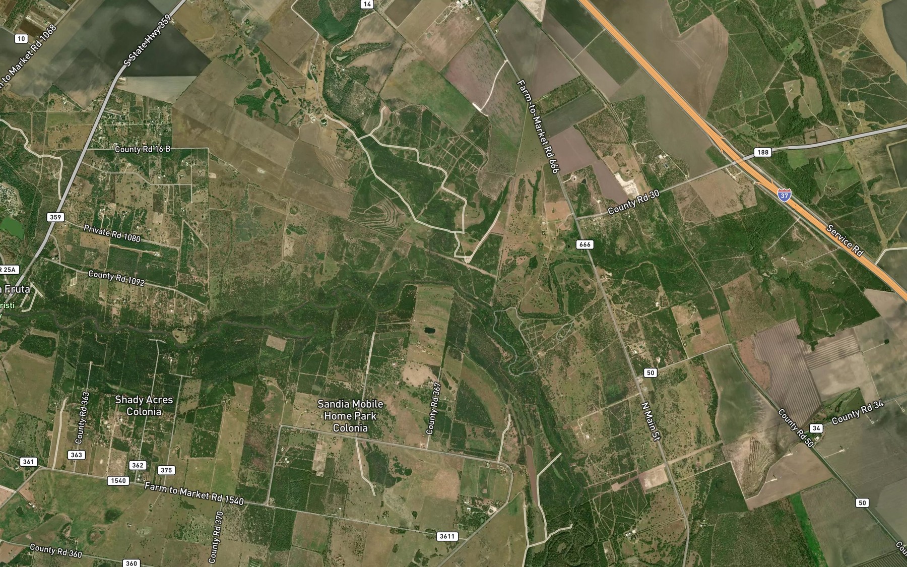 Satellite map of the Sixmile Creek
