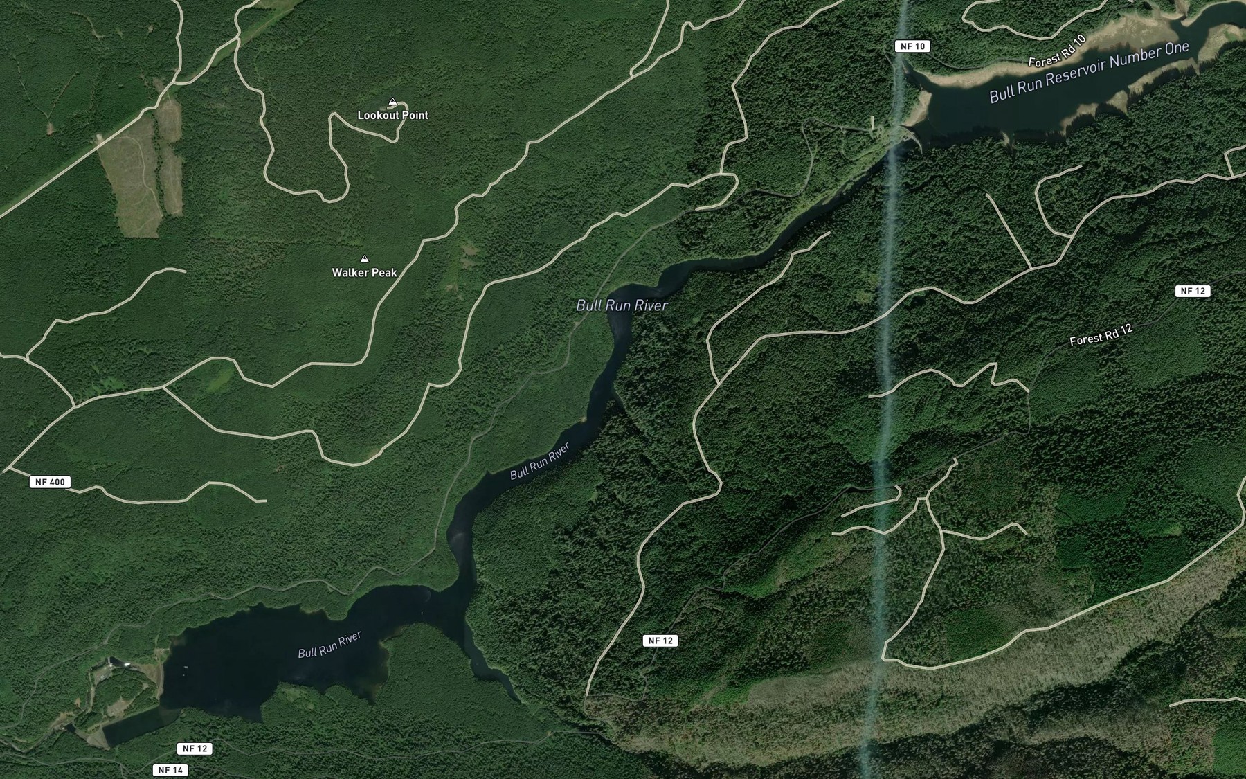 Satellite map of the Camp Creek