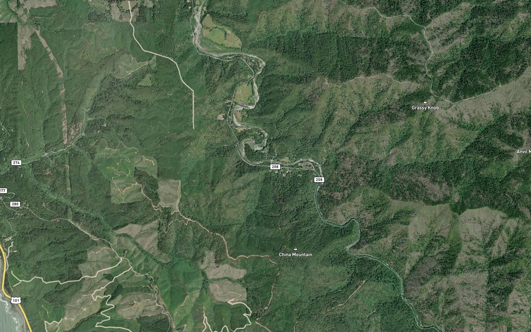 Satellite map of the Champman Creek