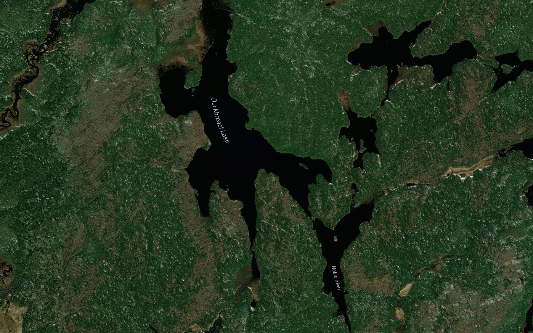 Satellite map of the Duckbreast Lake