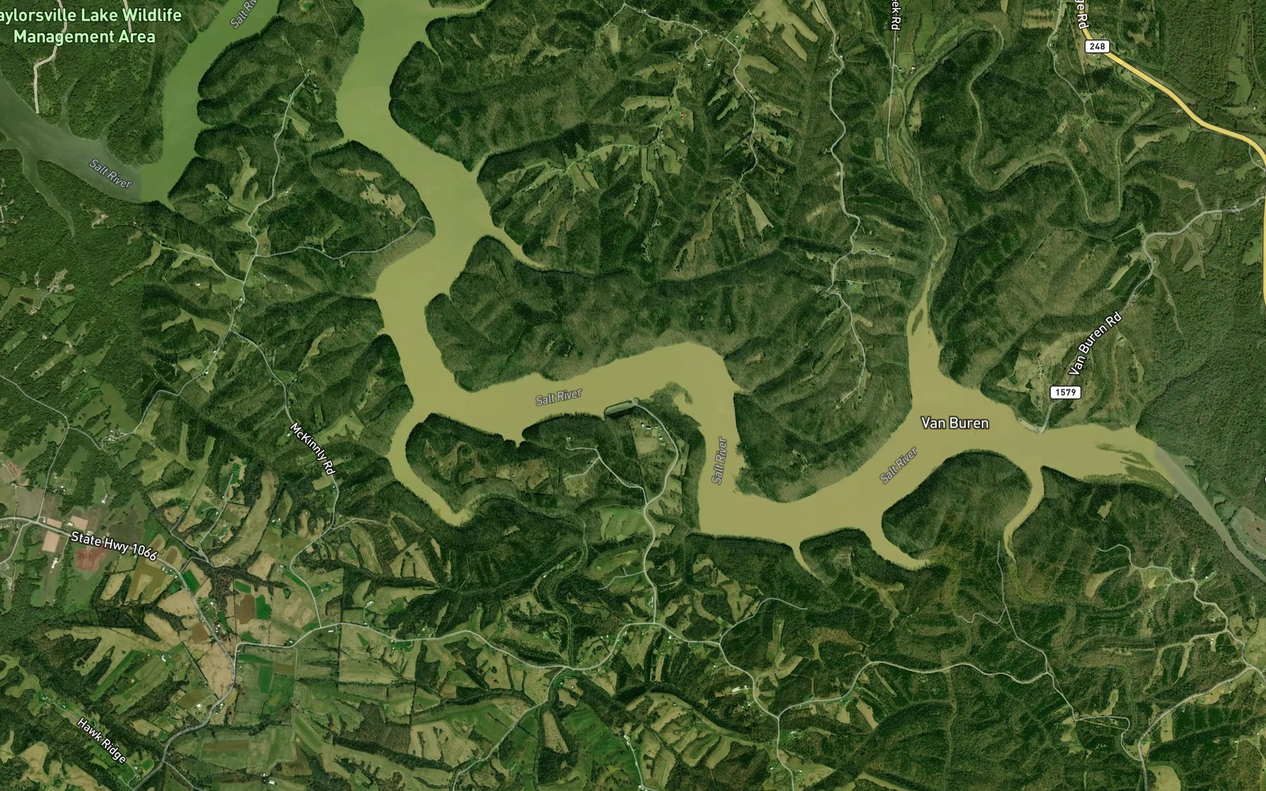 Satellite map of the Chowning Lane Boat Ramp