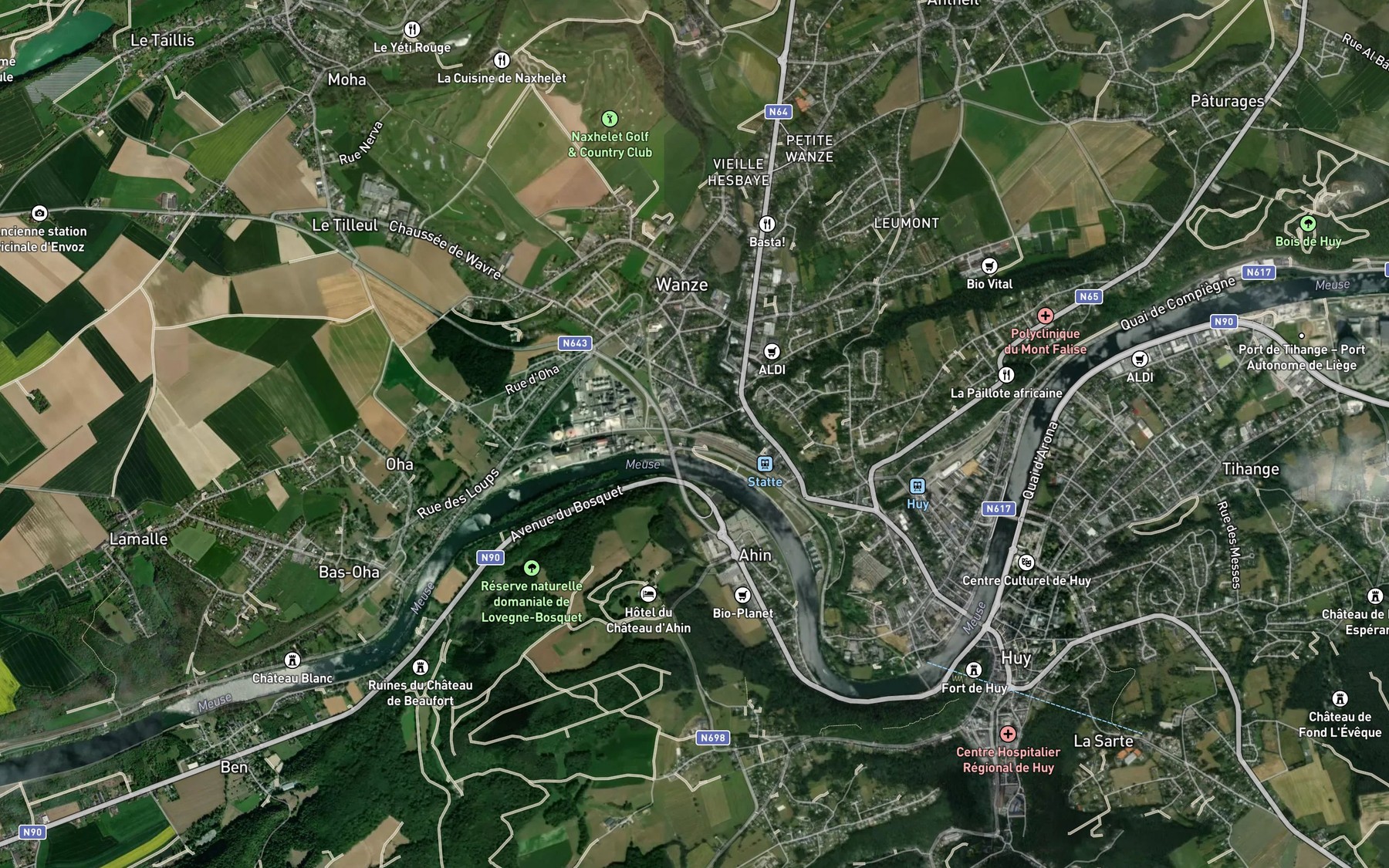 Satellite map of the Mehaigne