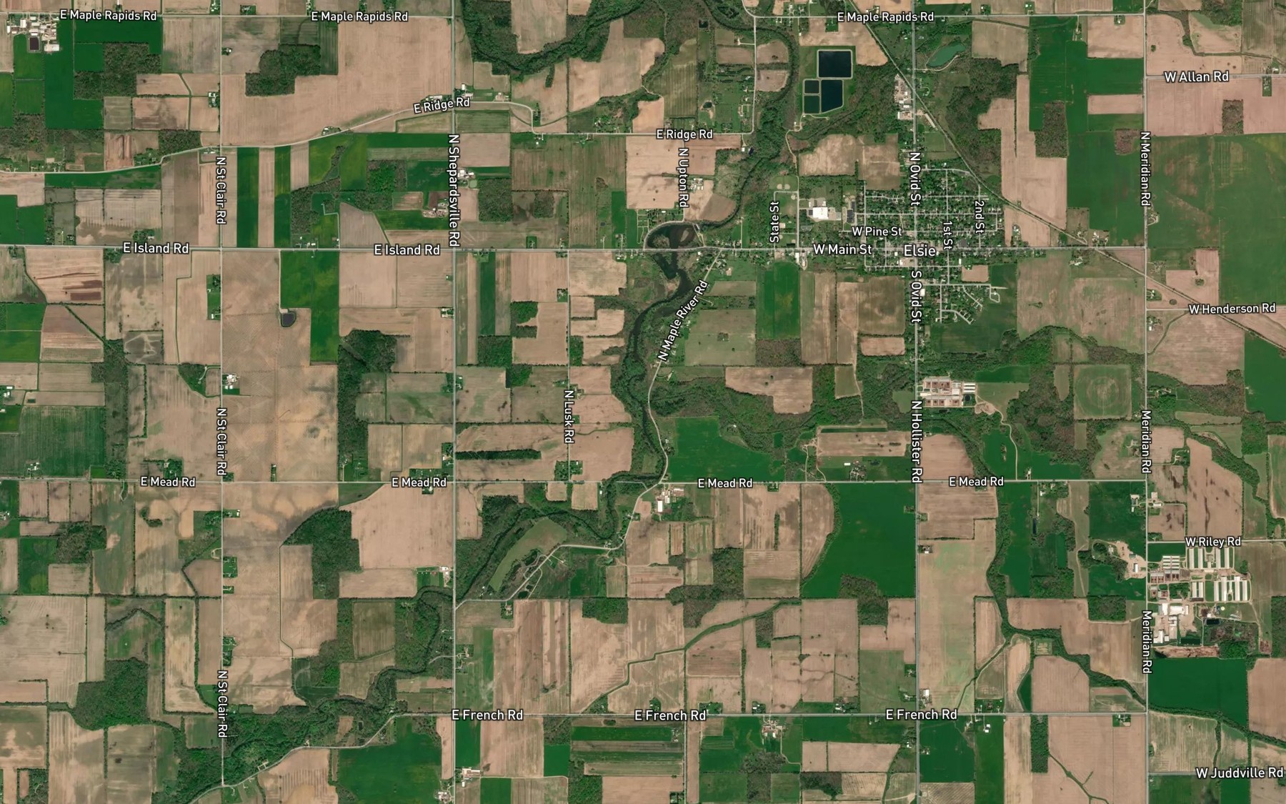 Satellite map of the Baker Creek