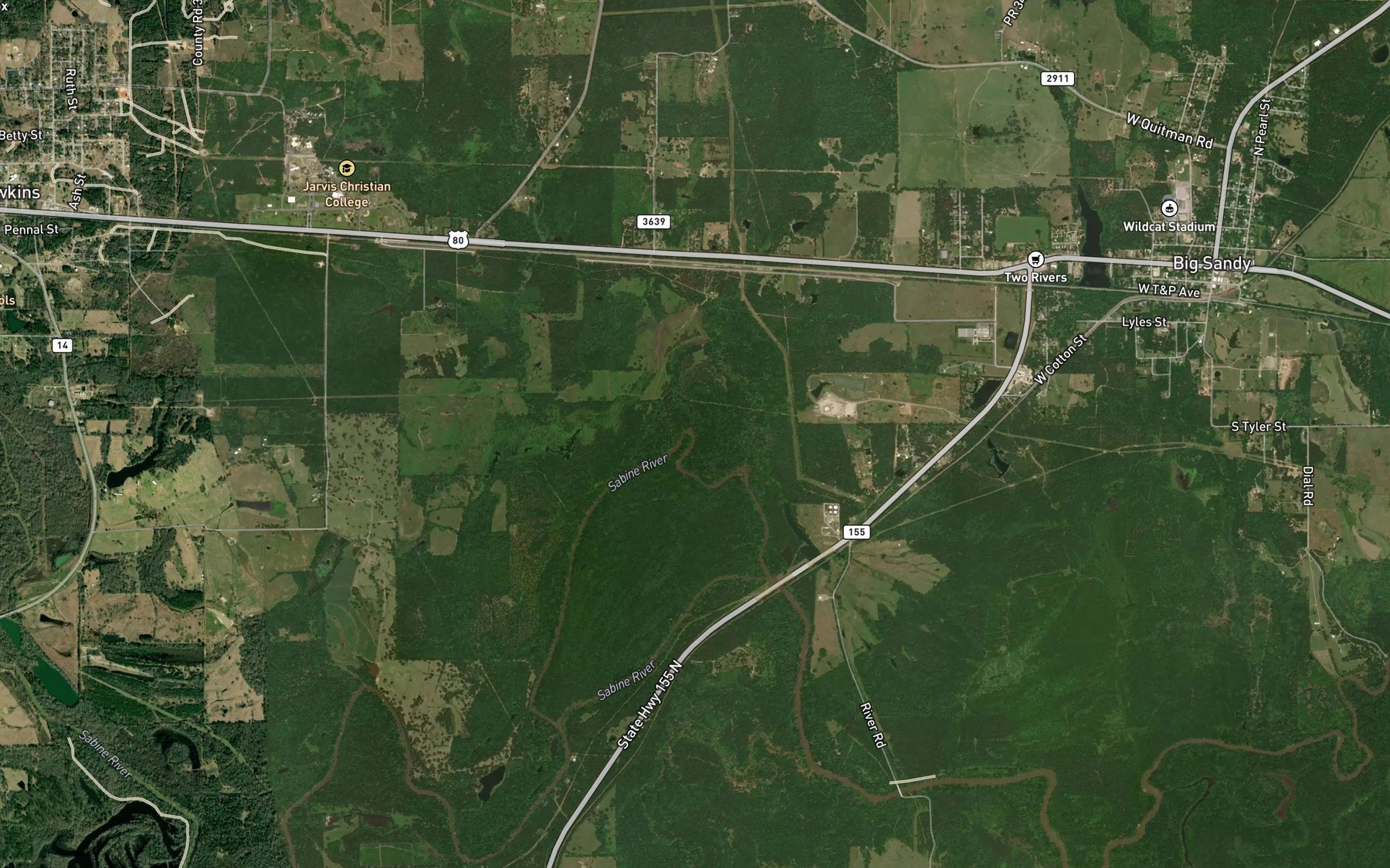 Satellite map of the Rogers Creek