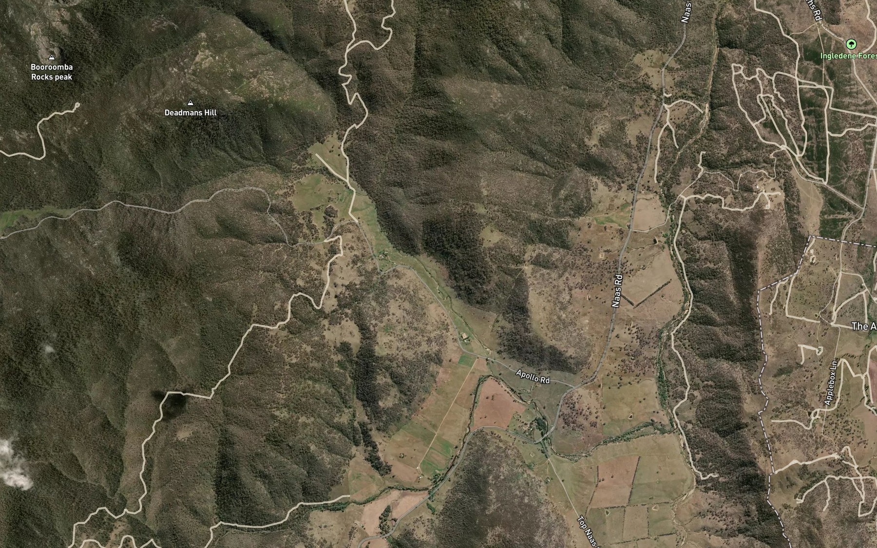 Satellite map of the Booroomba Creek