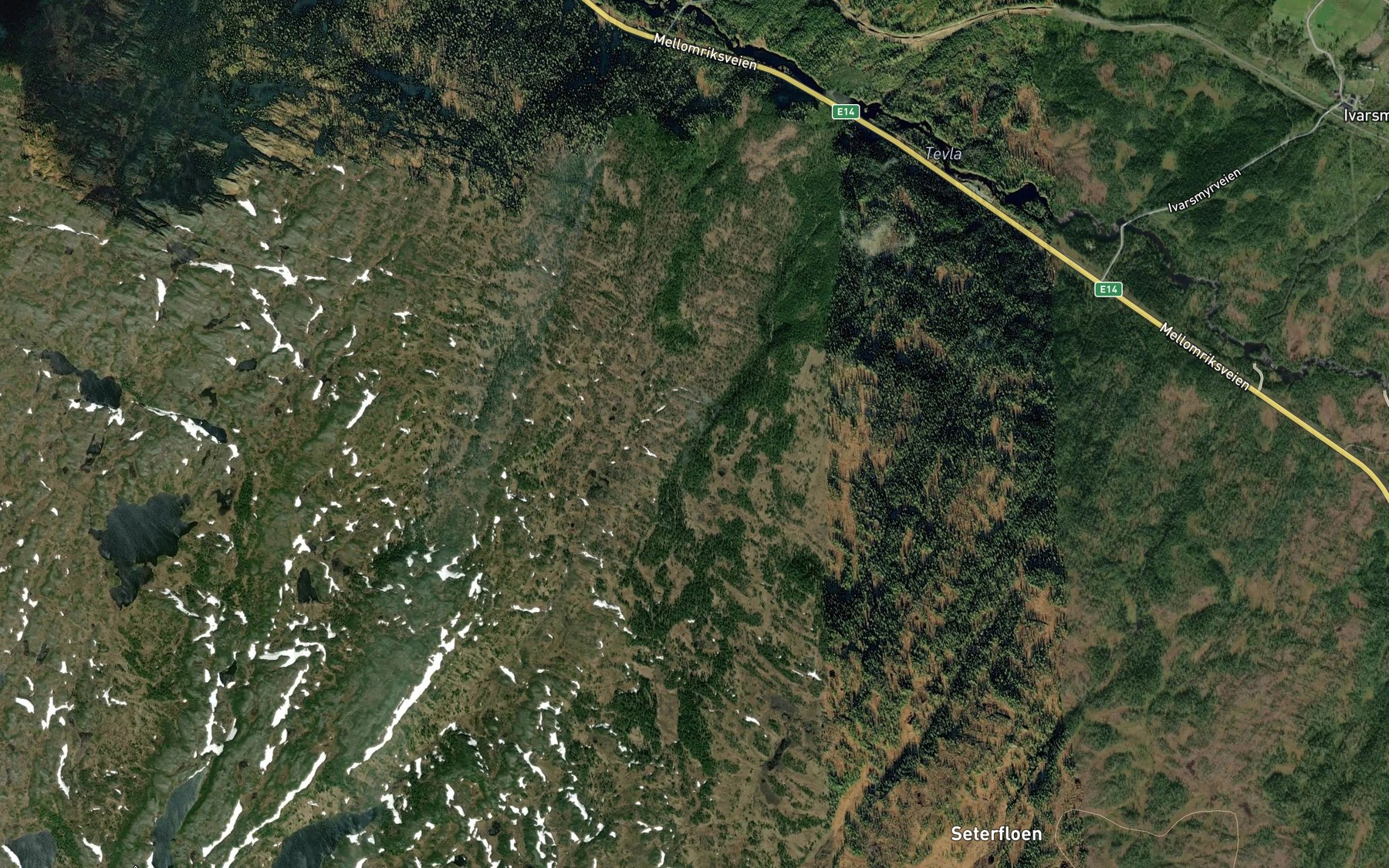 Satellite map of the Fjelldalsbekken