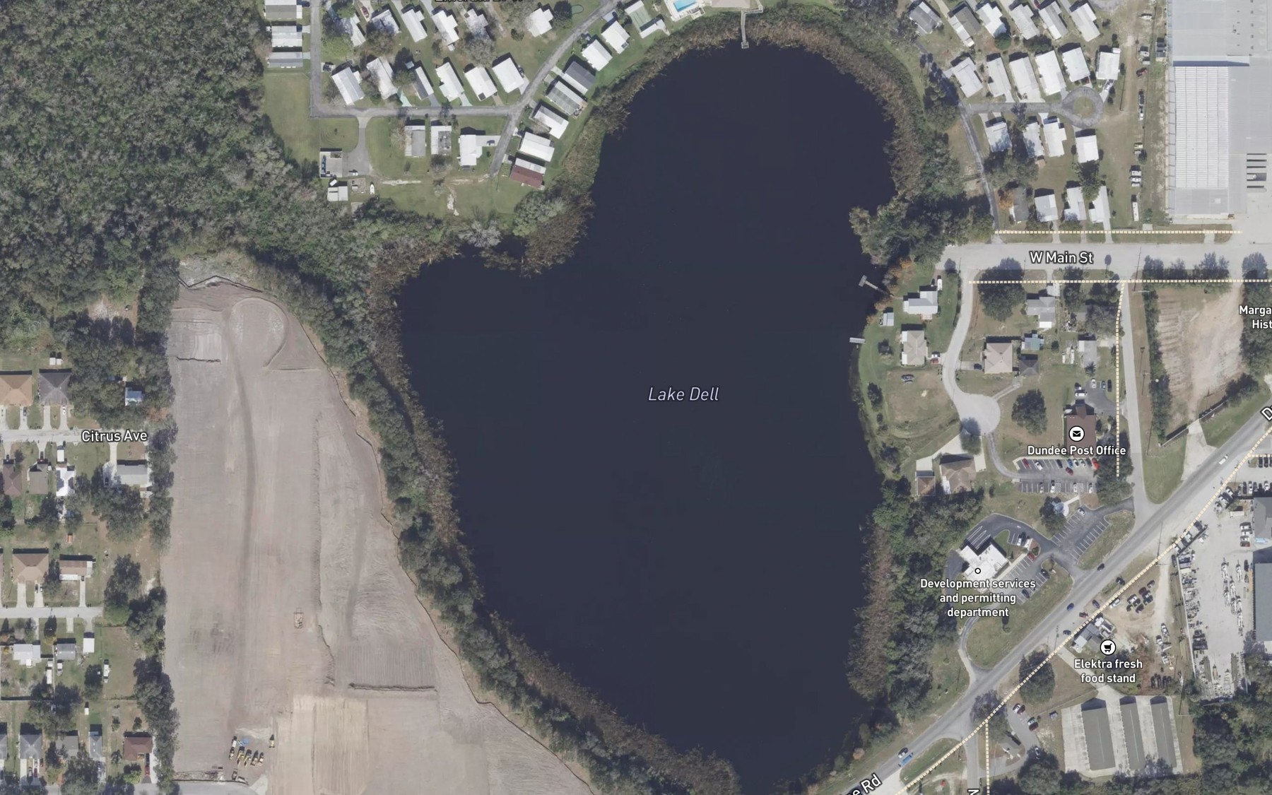 Satellite map of the Lake Dell