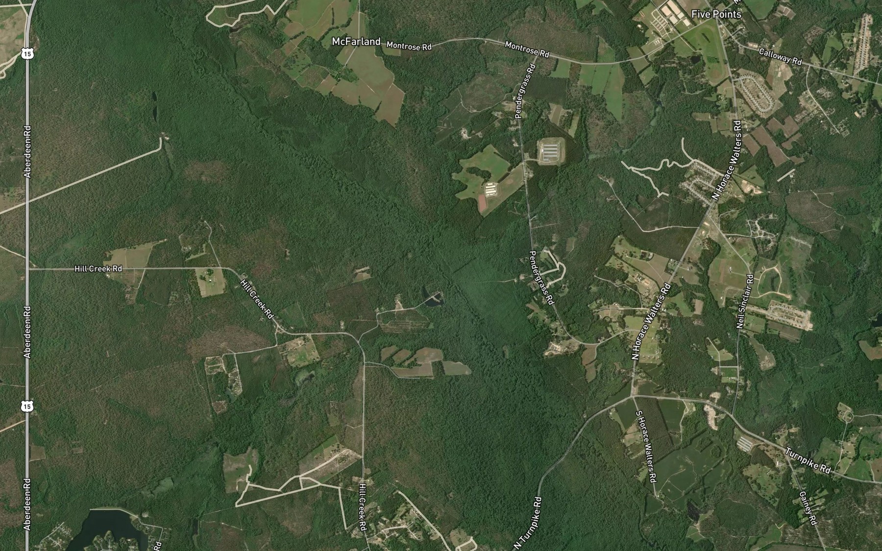 Satellite map of the Mountain Creek