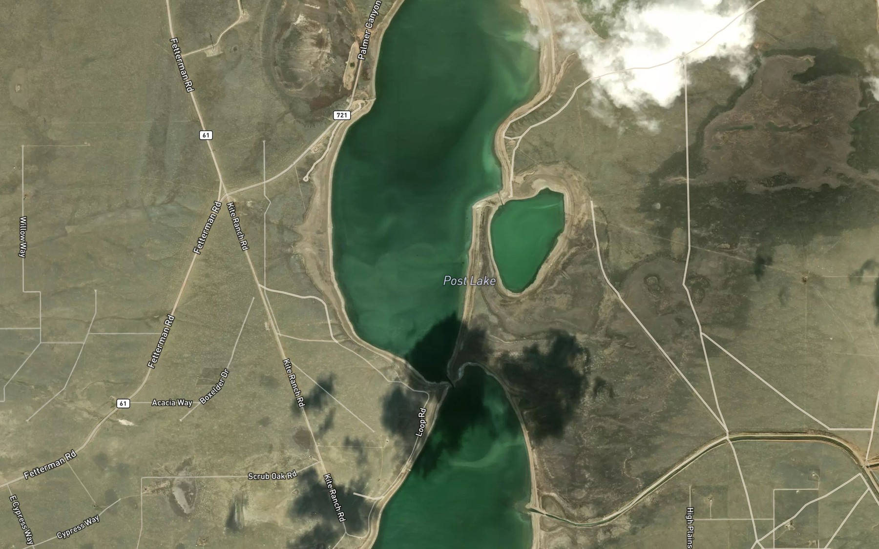 Satellite map of the Wheatland Reservoir Number 3