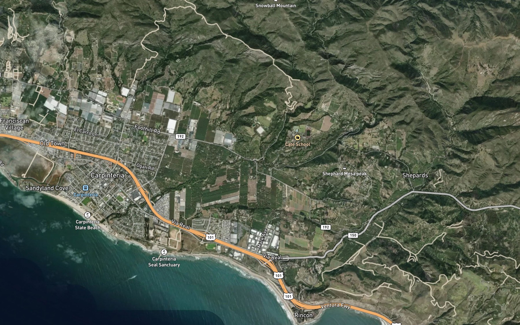 Satellite map of the Gobernador Creek