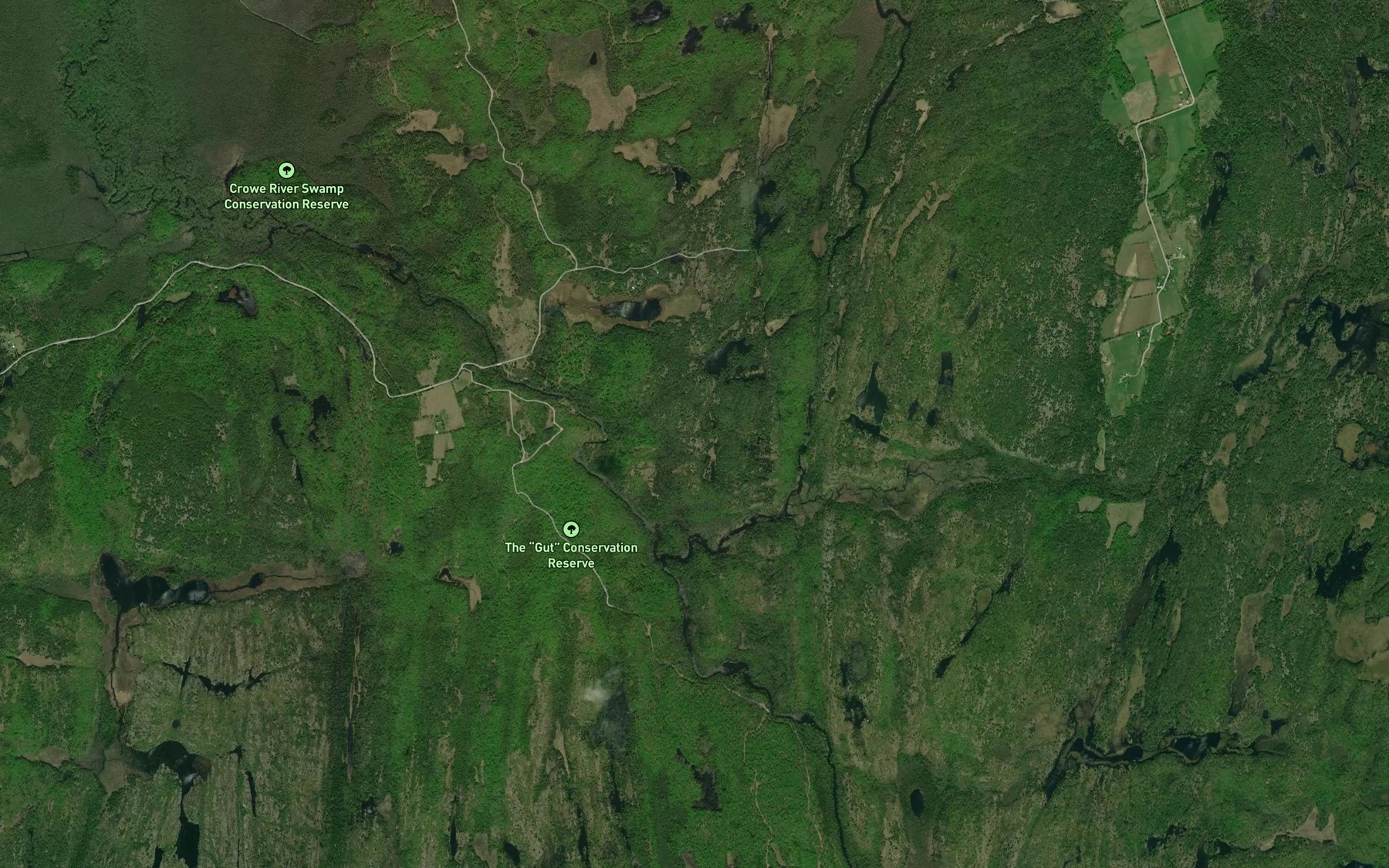 Satellite map of the Steen Creek
