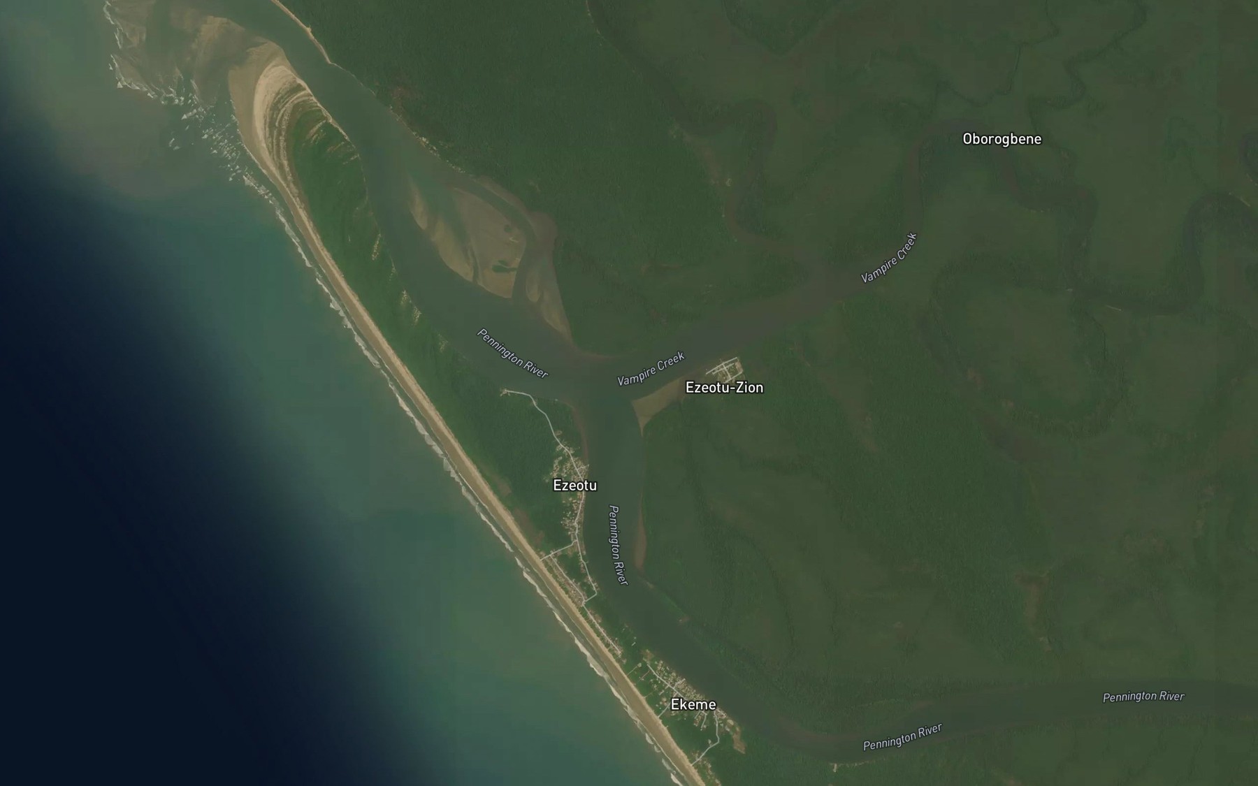 Satellite map of the Vampire Creek