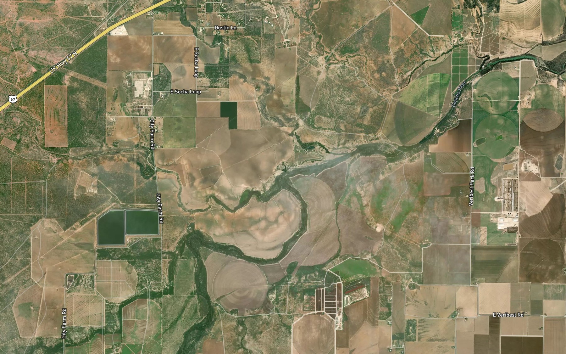 Satellite map of the Red Creek