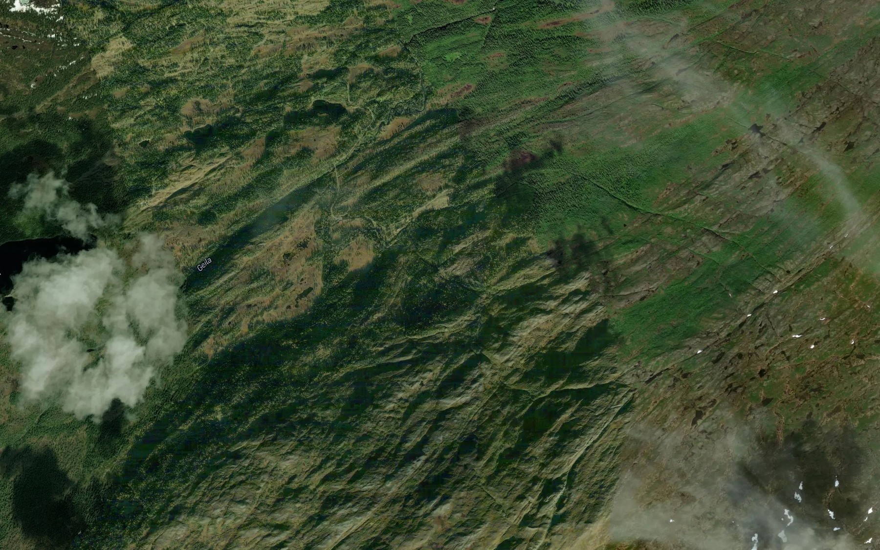 Satellite map of the Bomobekken