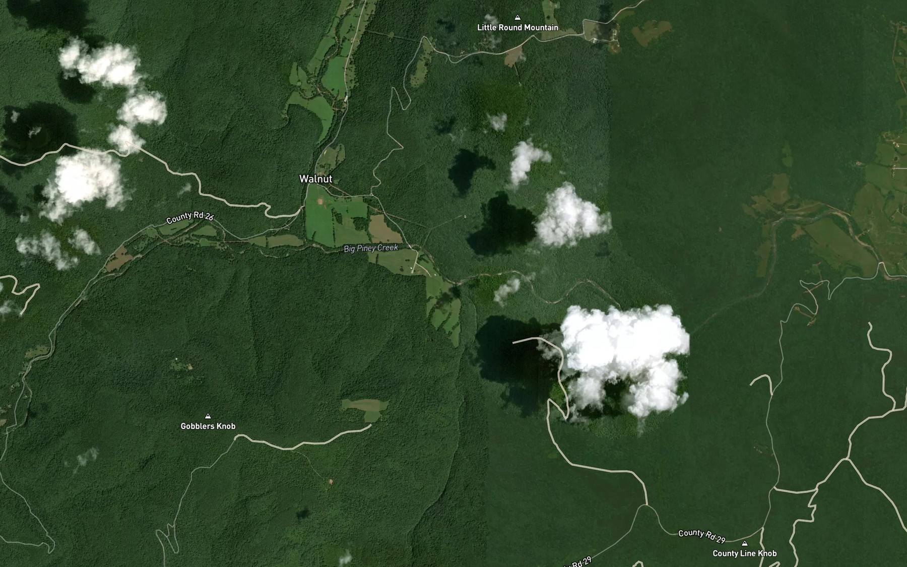 Satellite map of the Bear Creek