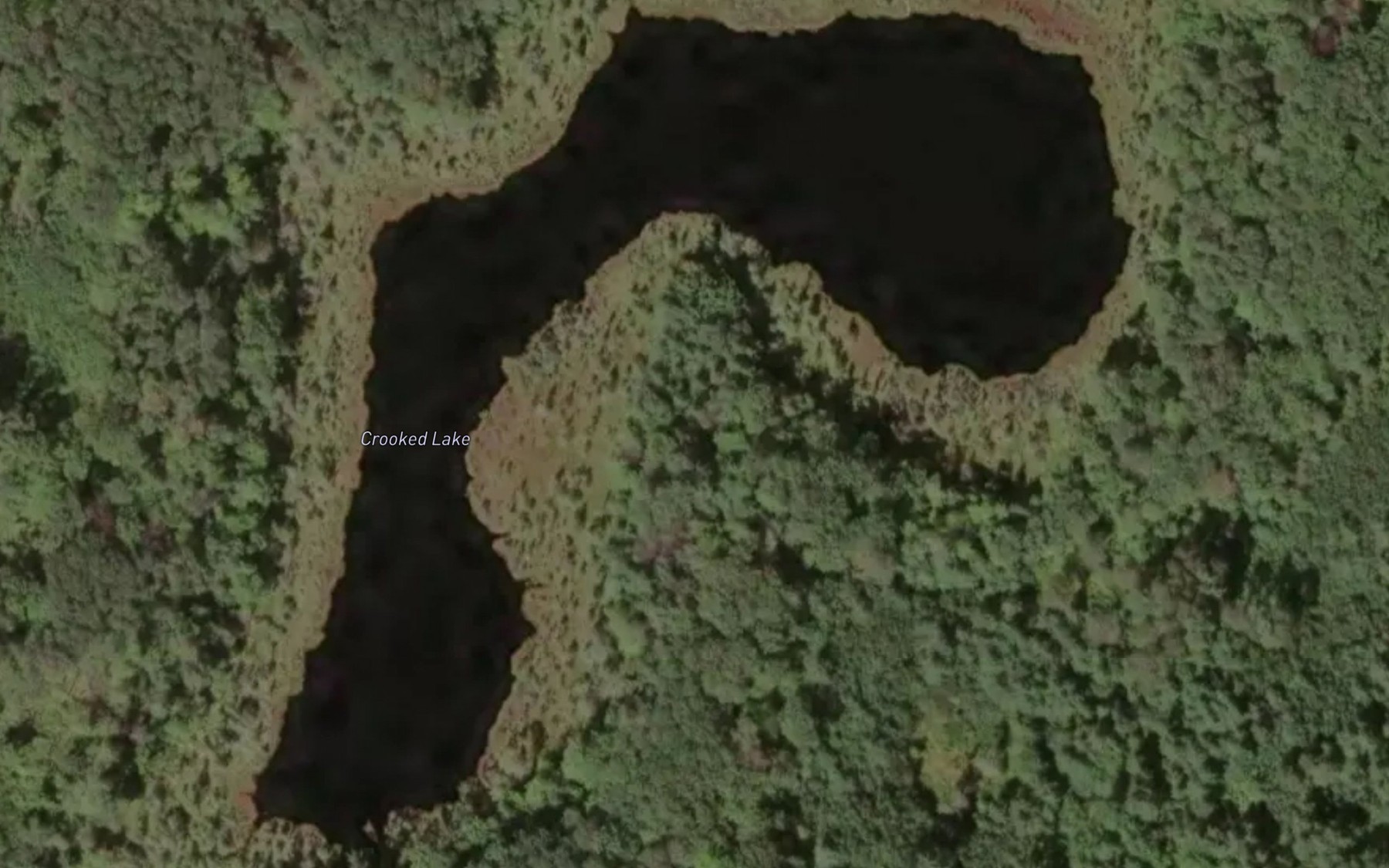 Satellite map of the Crooked Lake