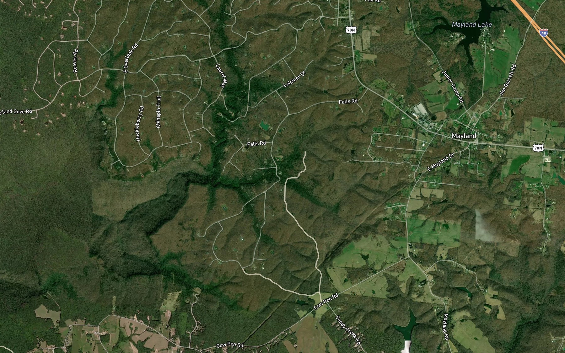 Satellite map of the Whiteoak Branch